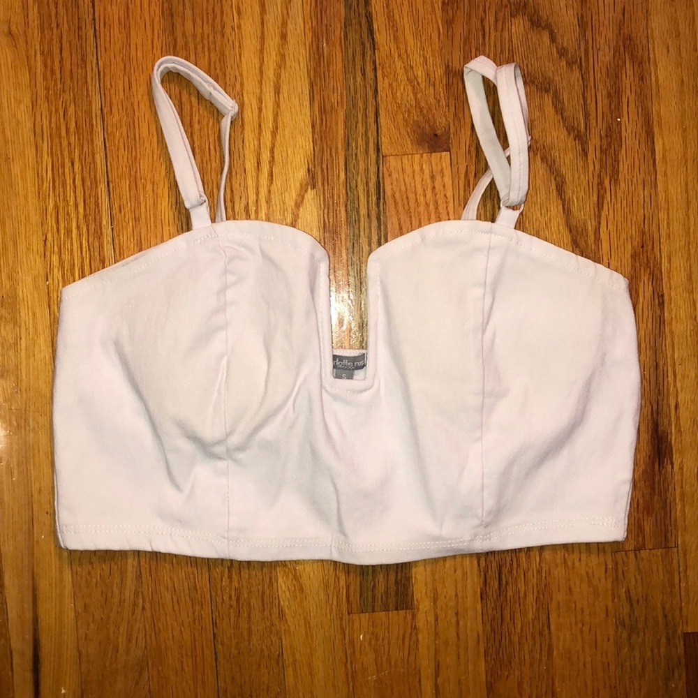 White Deep Neck Charlotte Russe Crop Top